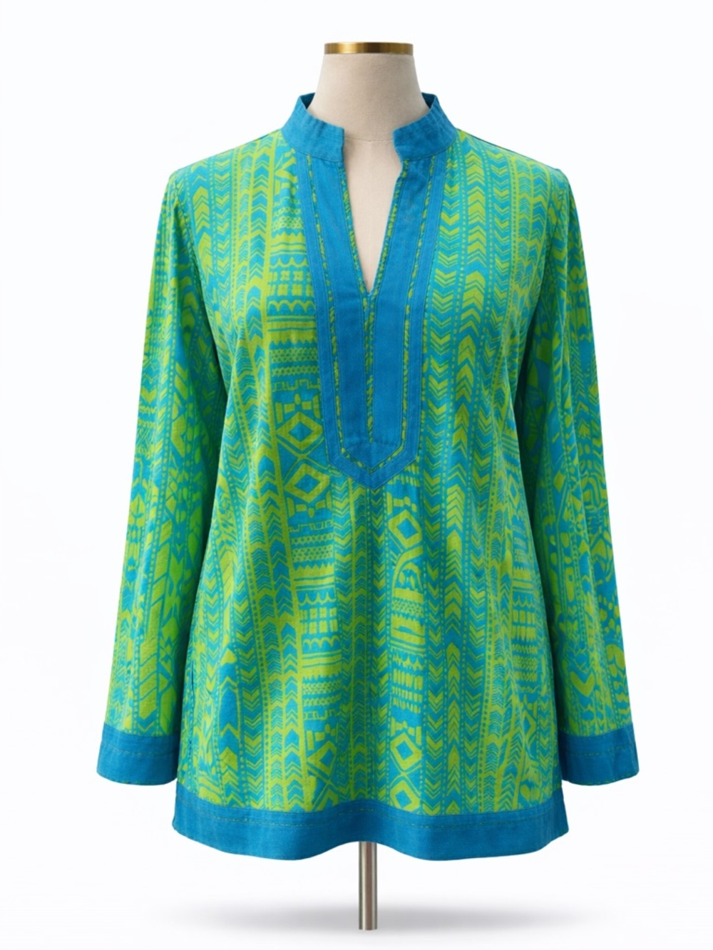 VNTG Real Comfort Blue/Green Long Sleeve Hippy/Boho Tunic- XL/2XL(approx)